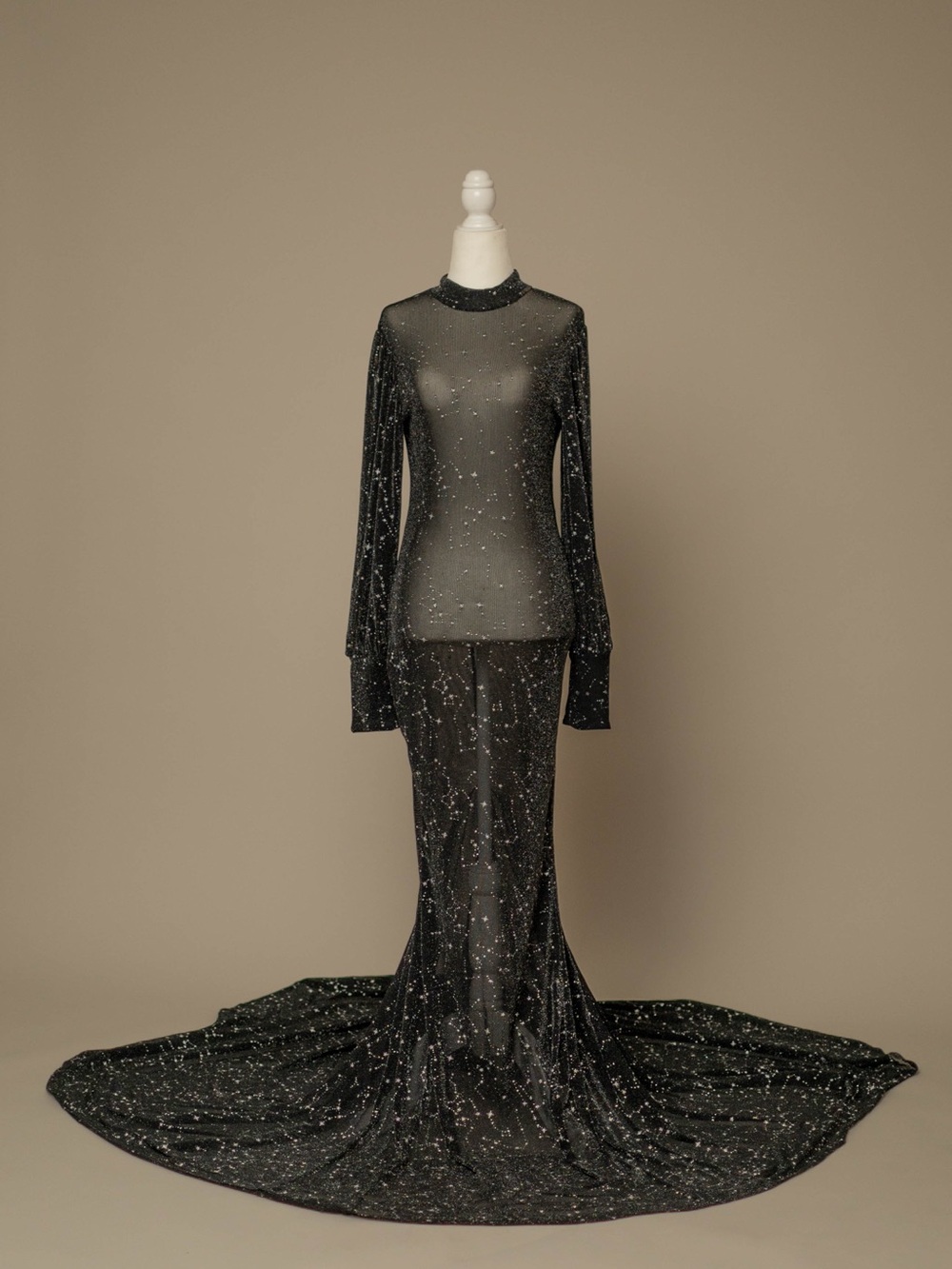 Black Sequin Evening Gown